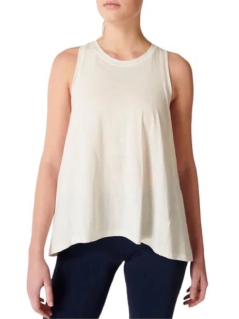 NWT Sweaty Betty "Easy Peasy Vest" White Relaxed Swing Tank M